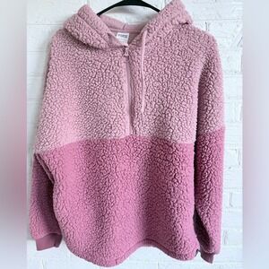 PINK Victoria's Secret Sherpa Half Zip Hoodie Colorblock Pink XS‎